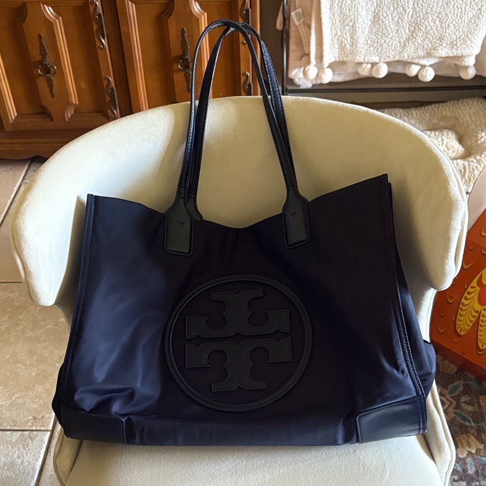 Tory Burch Navy Blue Tote Bag
